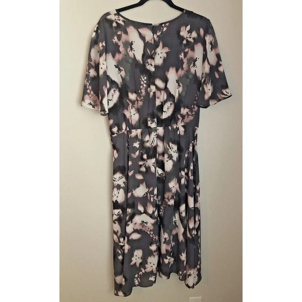 SIMPLY VERA VeraWang Womens Size L Dress Charcoal Pink Floral Hi Low Dress - Picture 7 of 10